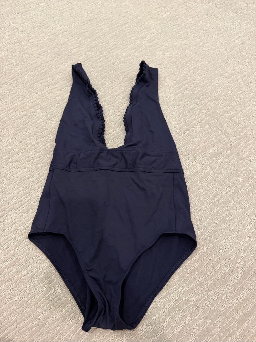 Navy Girls' One-Piece Swimsuit with Ruffle Trim